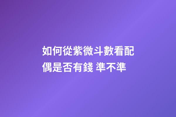 如何從紫微斗數看配偶是否有錢 準不準